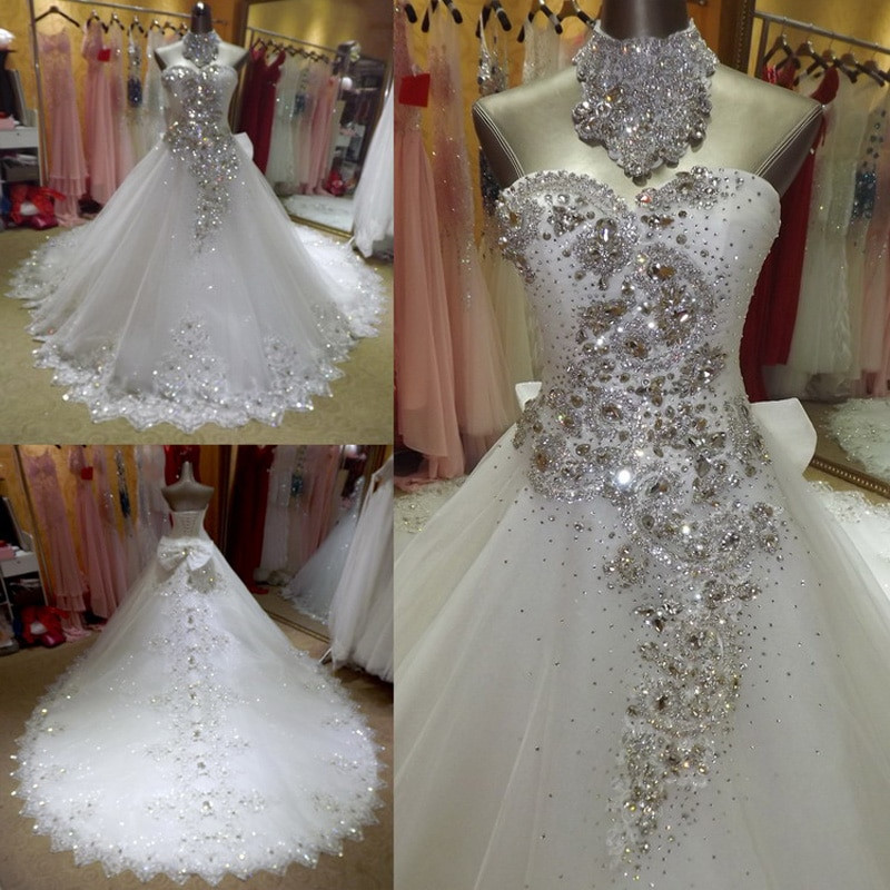 Wedding Dresses With Bling
 Aliexpress Buy Luxury Crystal Beaded Bling Bling