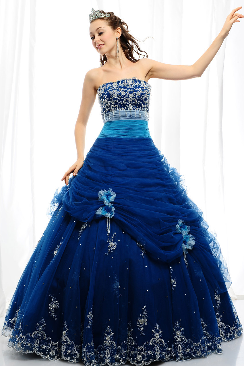 Wedding Dresses With Blue
 Blue quinceanera angel dress wedding gowns