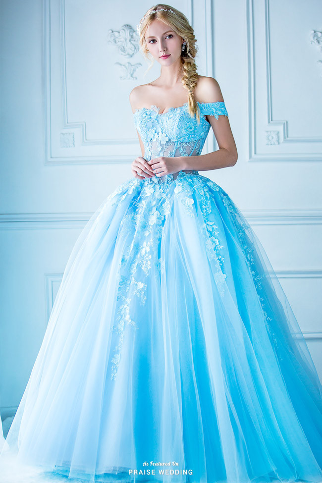 Wedding Dresses With Blue
 A jaw droppingly beautiful blue ball gown from Digio