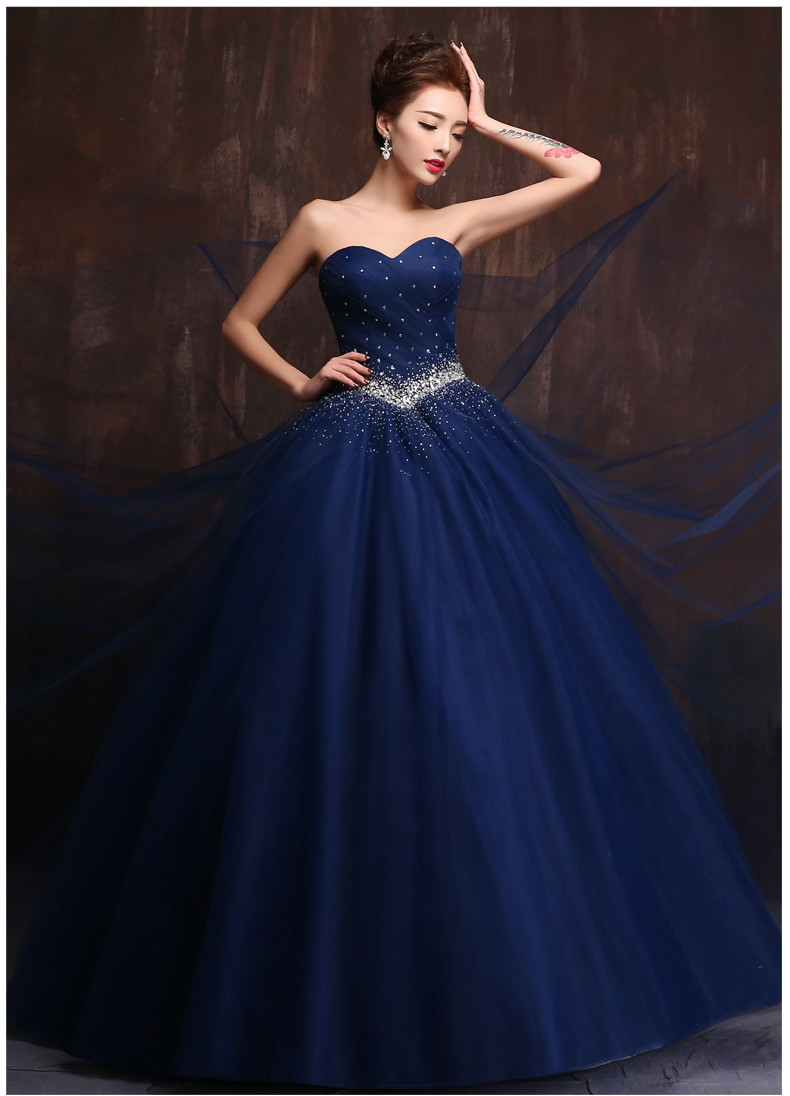 Wedding Dresses With Blue
 Custom Made Color And Size Vestidos De Noiva Royal Blue