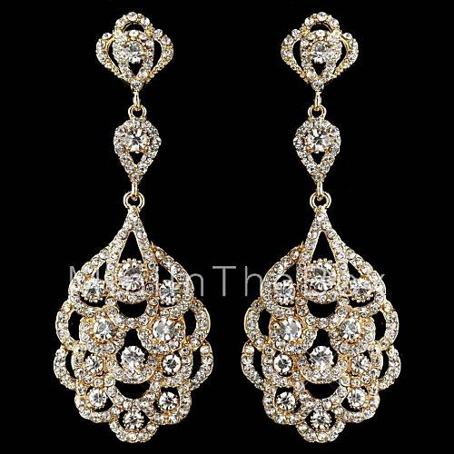 Wedding Drop Earrings
 Vintage Women s Gold Drop Earrings Crystal Diamond Earring