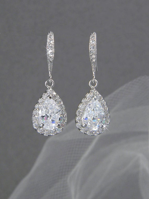 Wedding Drop Earrings
 Crystal Bridal earrings Wedding jewelry Swarovski Crystal
