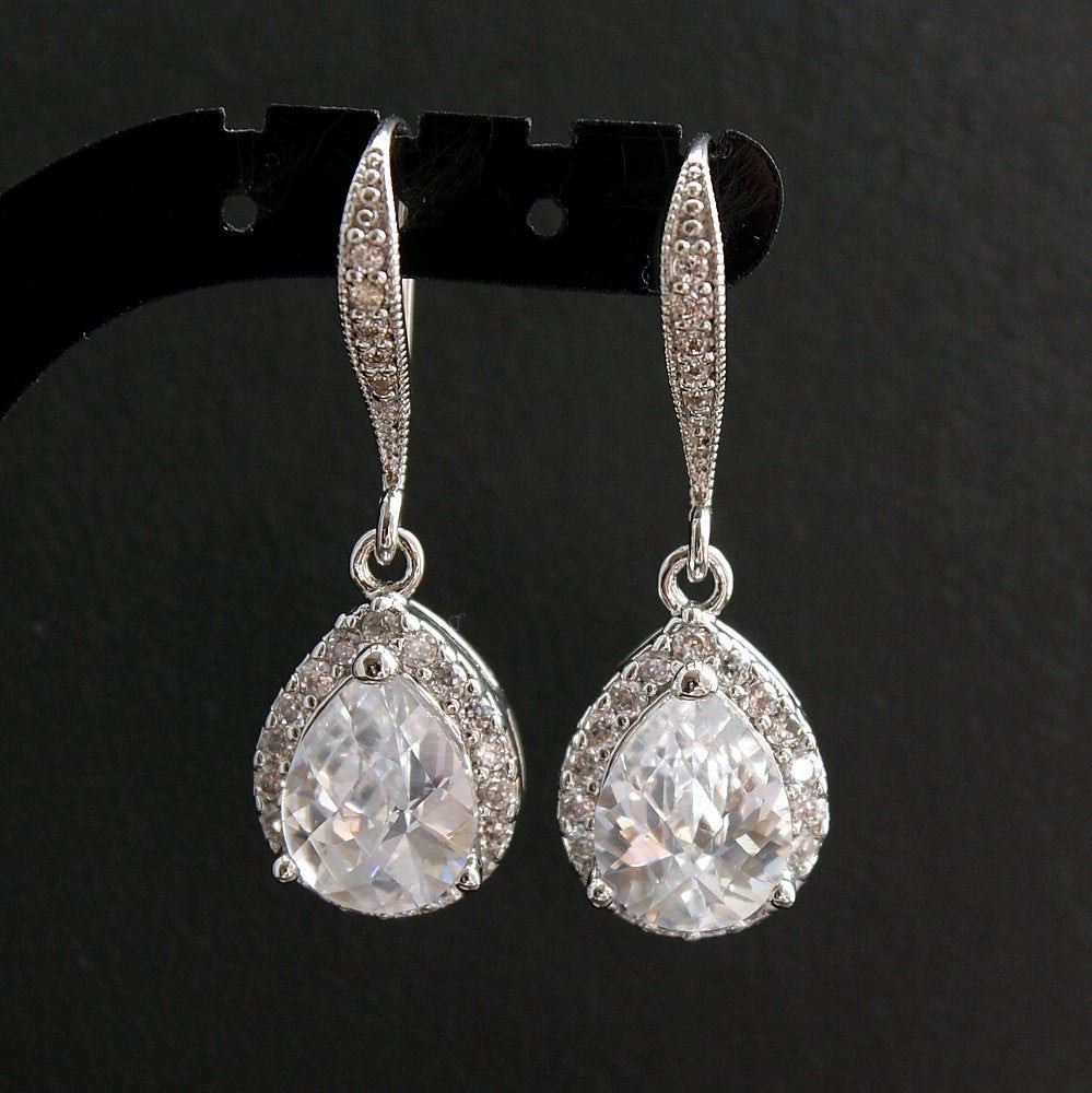 Wedding Drop Earrings
 Crystal Drop Earrings Wedding Jewelry Teardrop by
