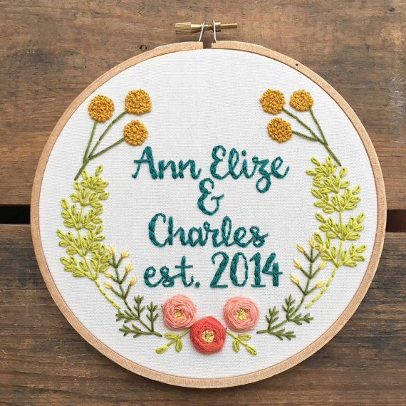 Wedding Embroidery Gift Ideas
 SHIPS AFTER CHRISTMAS Personalized Wedding Embroidery Hoop