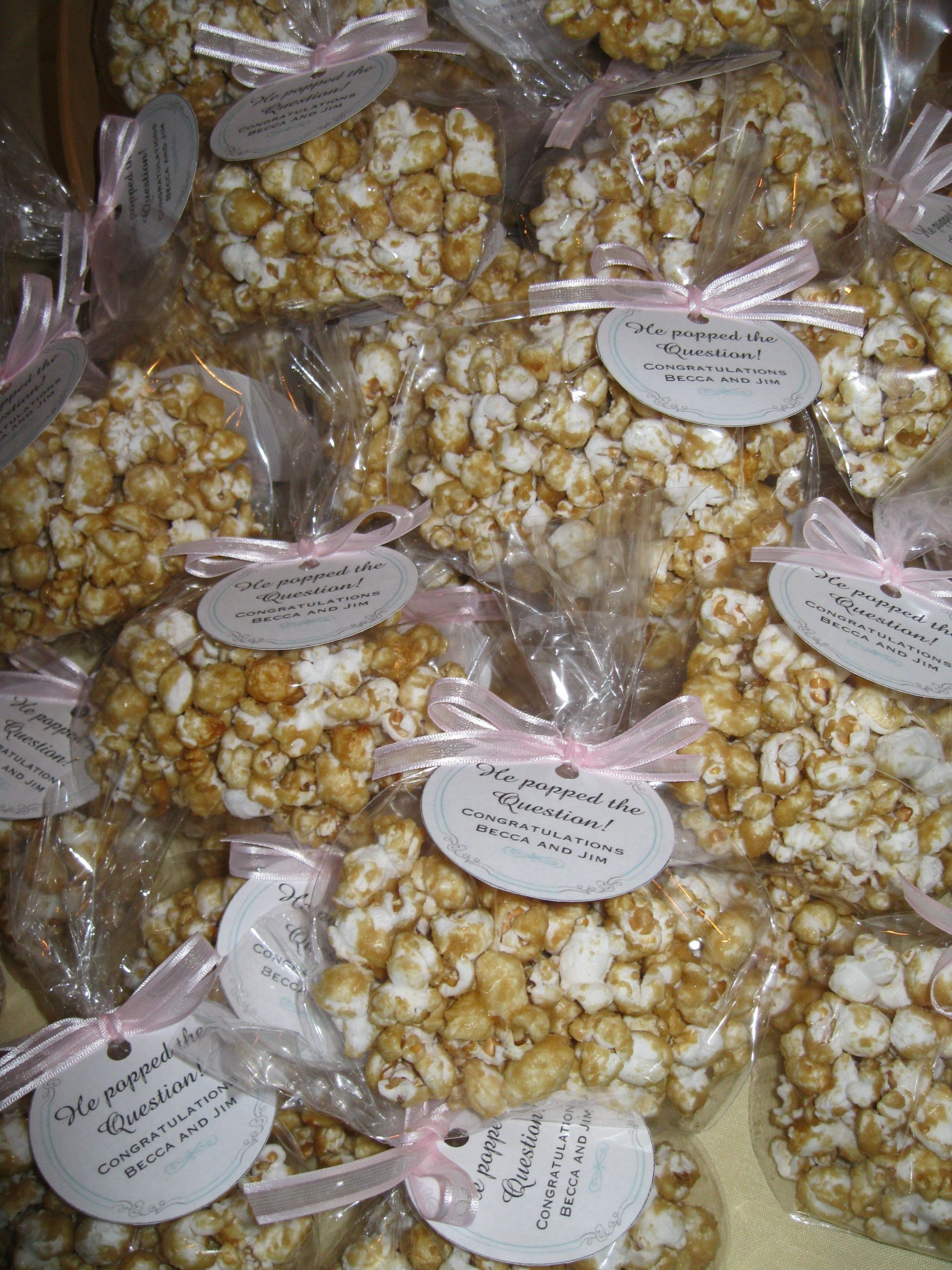 Wedding Engagement Party Theme Ideas
 Caramel popcorn favors He "popped" the question Vintage