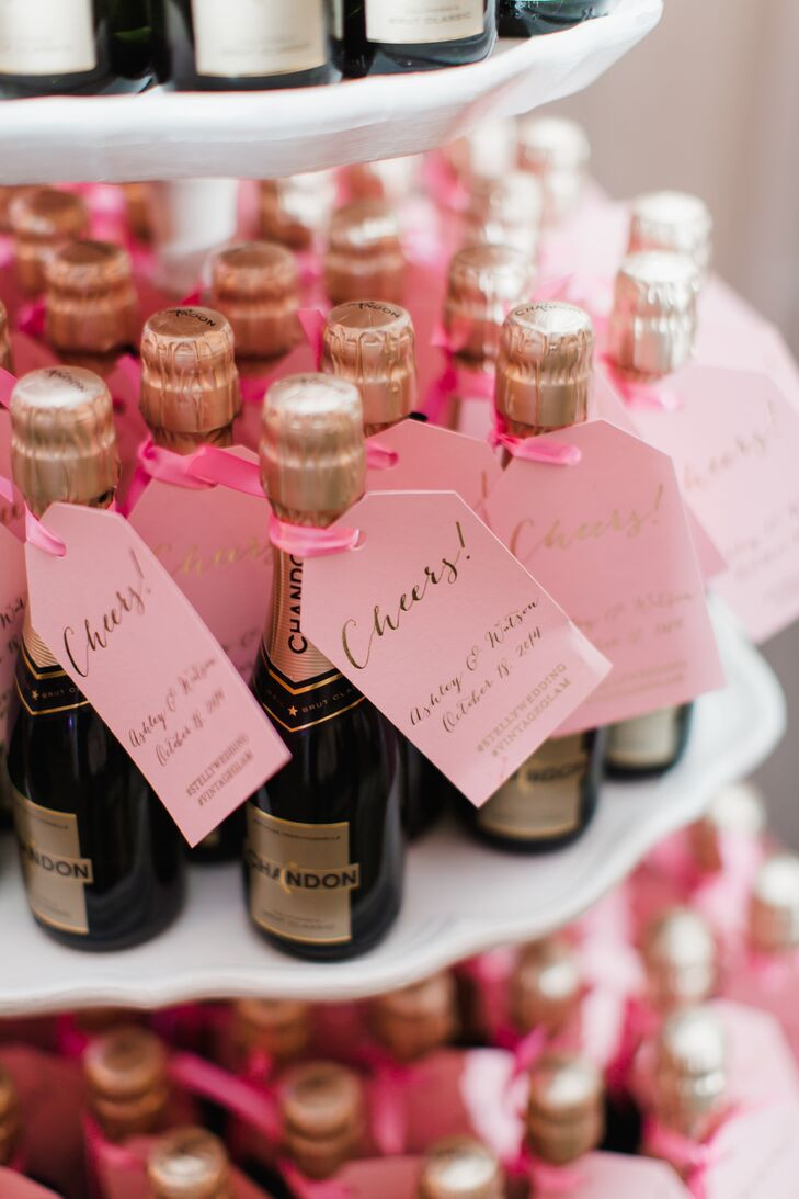 Wedding Favor Ideas Pinterest
 Mini Champagne Bottles With Pink Tags
