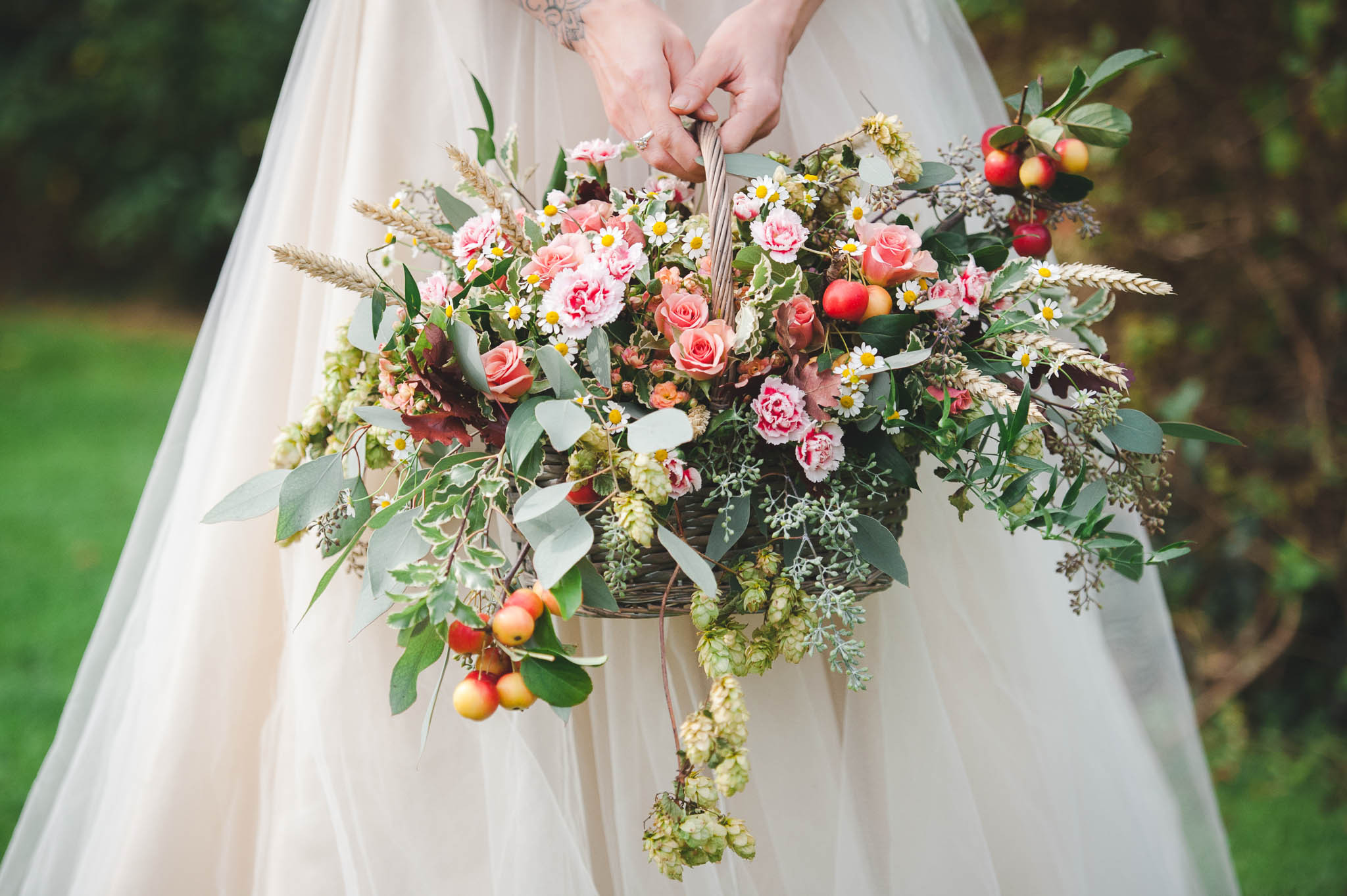 Wedding Flower Basket
 Rustic Autumnal English Country Garden Wedding Inspiration