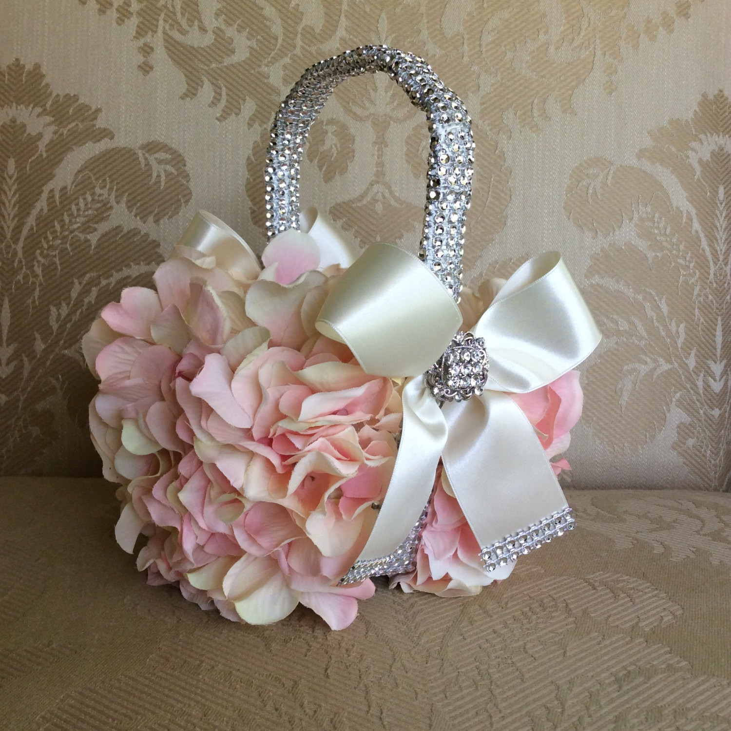 Wedding Flower Basket
 custom blush flower girl basket wedding baskets flower girls