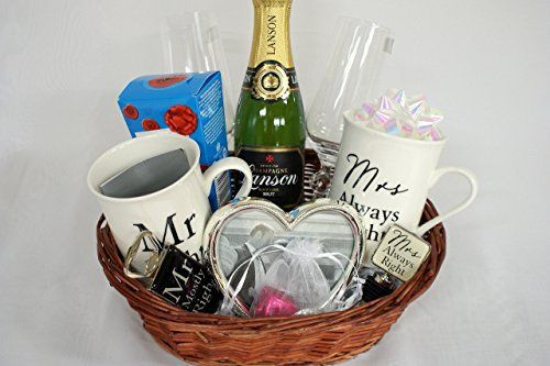 Wedding Gift Basket Ideas For Bride And Groom
 Personalised Mr & Mrs Wedding Anniversary Champagne Flutes
