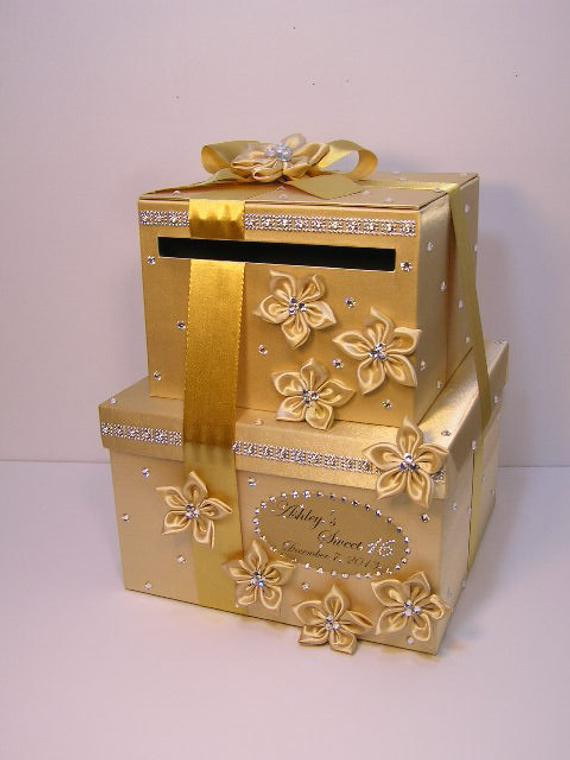 Wedding Gift Card Boxes Ideas
 2 tier Gold Wedding Card Box Sweet 16 Gift Card by