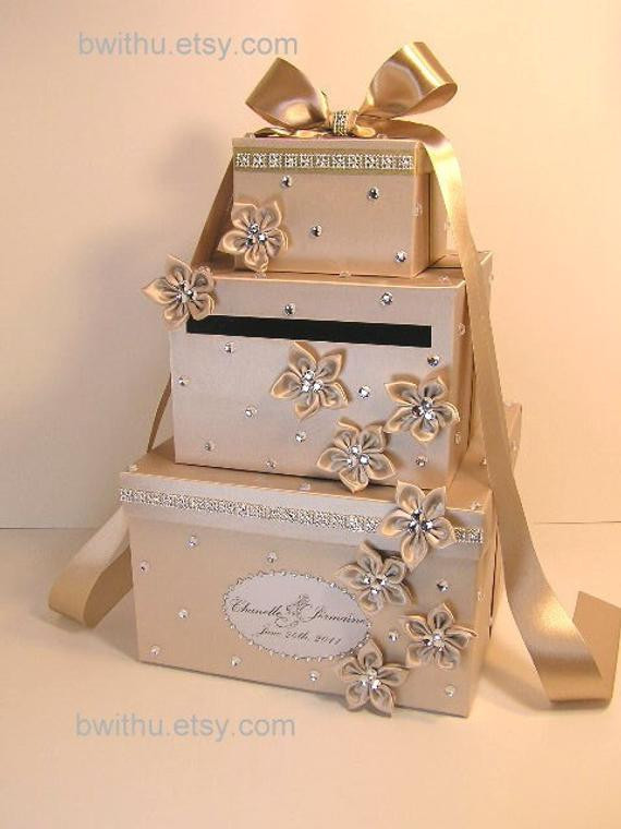 Wedding Gift Card Boxes Ideas
 Champagne Wedding Card Box Gift Card Box Money Box by