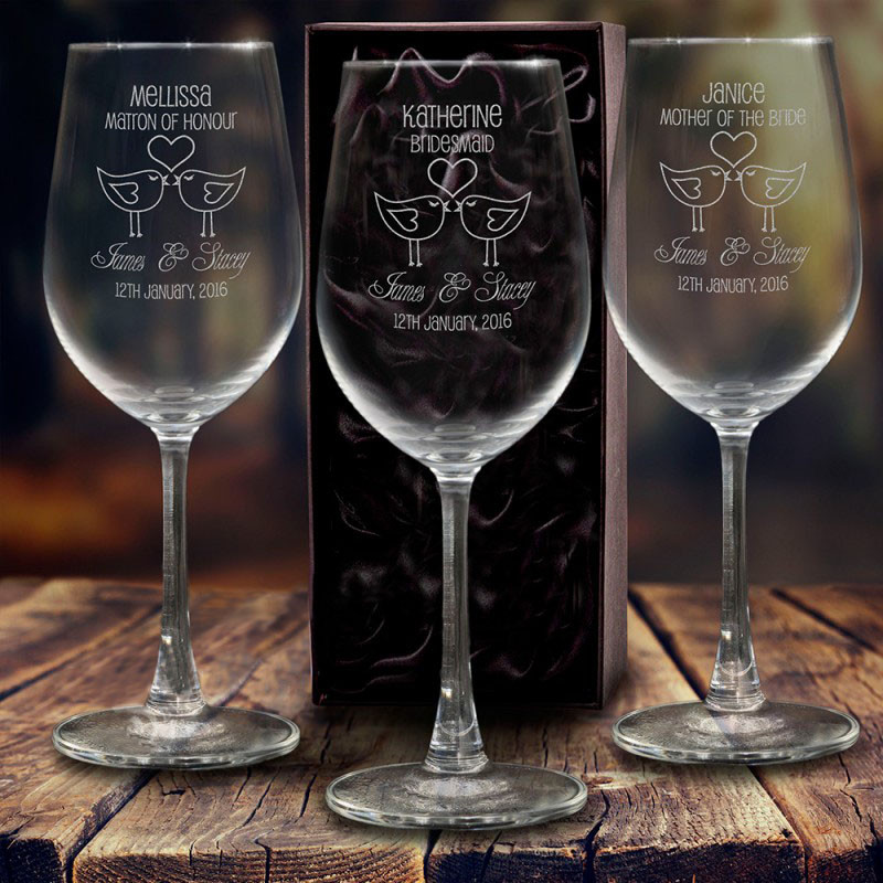 Wedding Gift Engraving Ideas
 5x Engraved 350ml Wine Glasses Gift Boxed Personalised