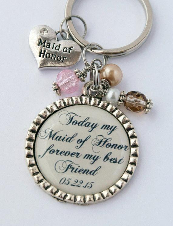 Wedding Gift From Maid Of Honor
 Maid of Honor Keychain Thank You Gift for Friend Custom Key