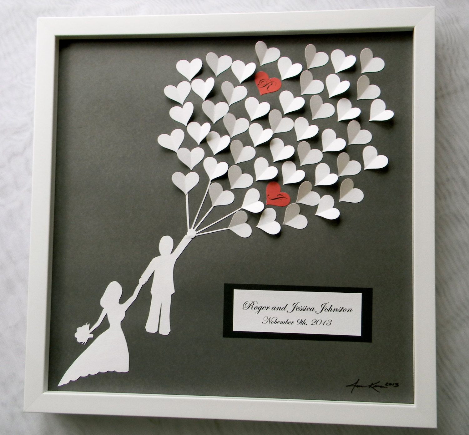 Wedding Gift Ideas For Bride And Groom From Friends
 Wedding guest book alternative 3D paper hearts lovely