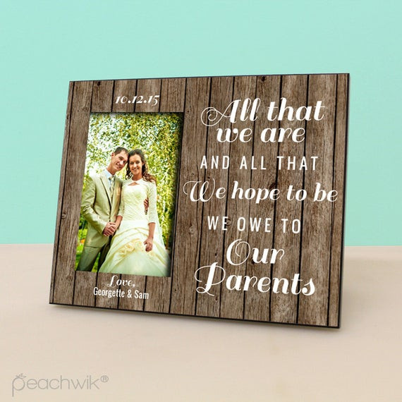 Wedding Gifts For Parents
 Parent Wedding Gift Personalized Picture Frame Rustic Wood