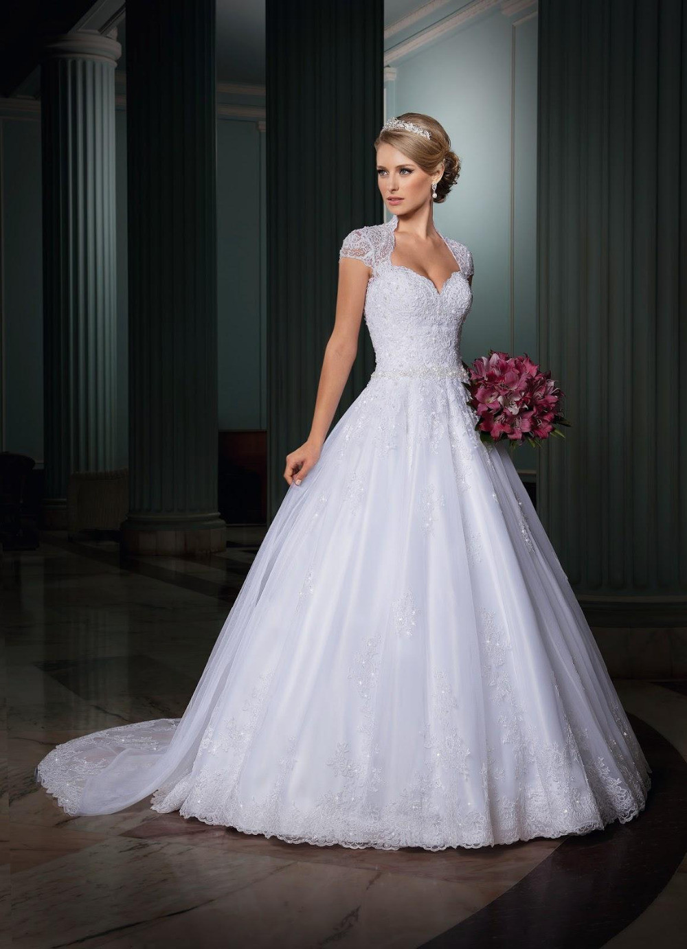 Wedding Gowns With Cap Sleeves
 2015 Wedding Dresses with Cap Sleeves Backless Wedding