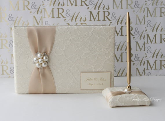 Wedding Guest Book And Pen
 Wedding Guest Book and Pen Custom Made to Order