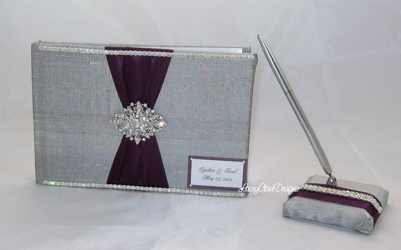 Wedding Guest Book And Pen
 Wedding Guest Book and Pen Set Bling Guest Book Custom Made