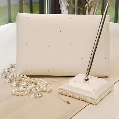Wedding Guest Book And Pen
 Starlight Wedding Collection Guest Book and Pen Set Ivory