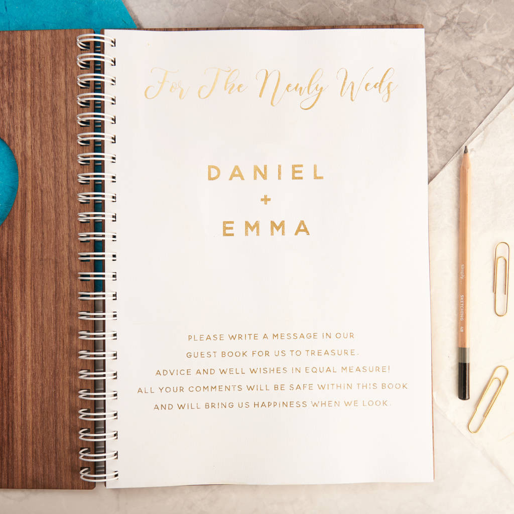 Wedding Guest Book Comments
 personalised gold walnut heart wedding guest book by