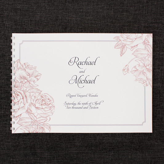 Wedding Guest Book Nz
 Dusky Pink Roses Vintage Style Wedding Guest Book Be My