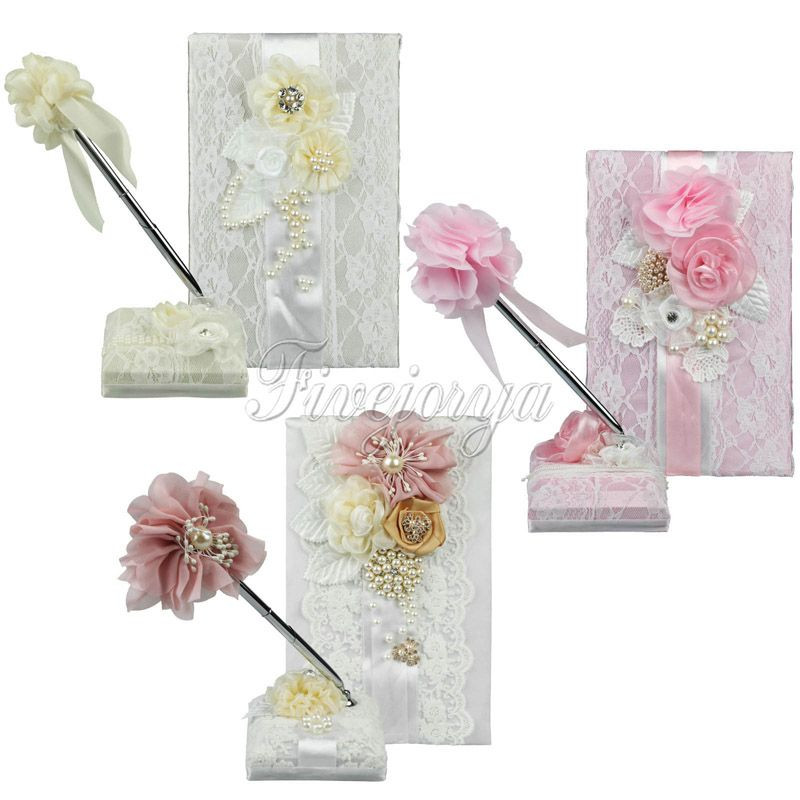 Wedding Guest Book Sets Cheap
 3Colors Wedding Signature Guest Book Pen Stand Set with