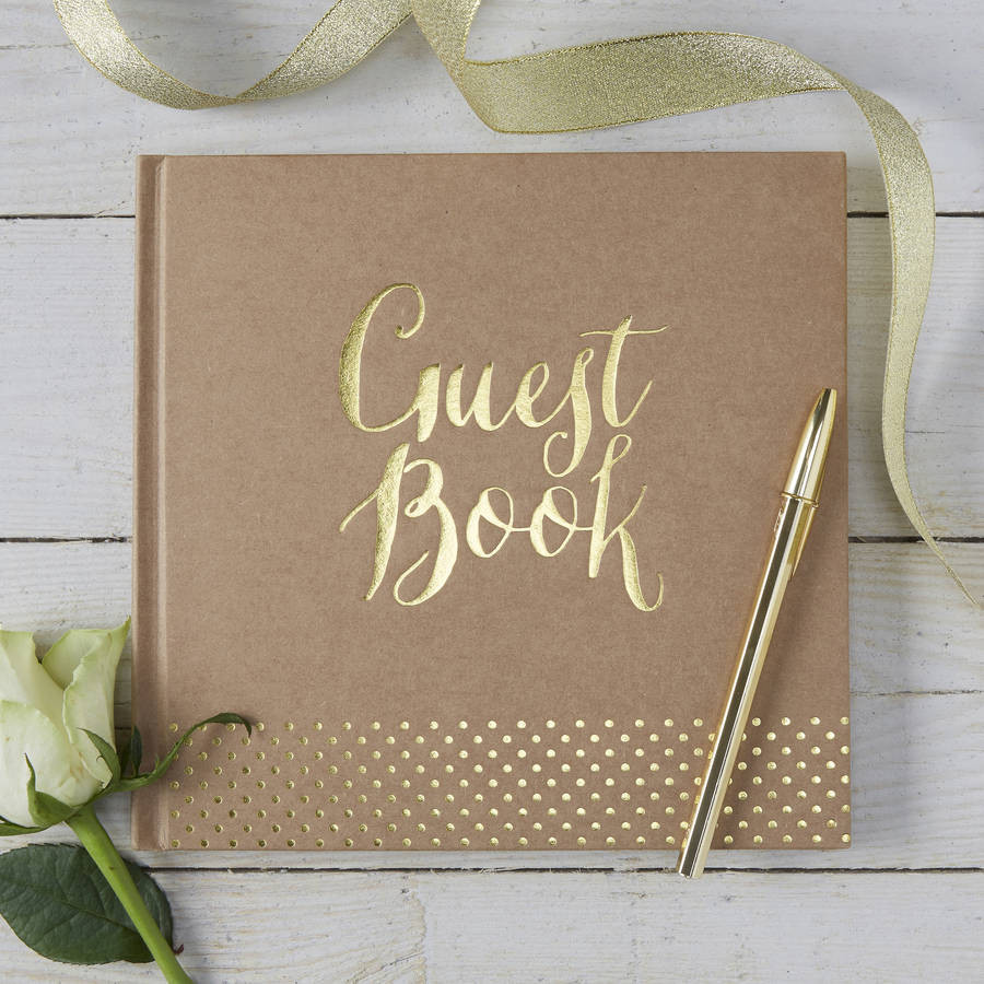 Wedding Guests Books
 brown kraft and gold foiled wedding guest book by ginger
