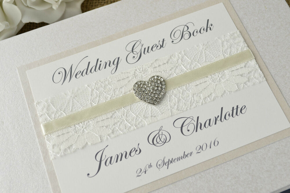 Wedding Guests Books
 Ivory Personalised Wedding Guest Book Vintage Lace