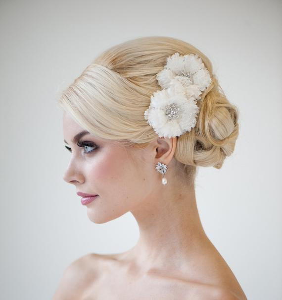 Wedding Hair Flower
 Bridal Flower Headpiece Wedding Hair Clips Lace Bridal