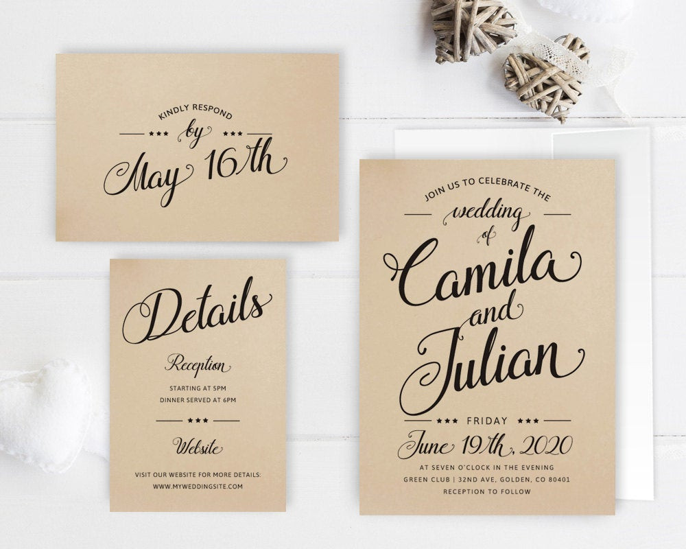 Wedding Invitation Packages
 Cheap wedding invitation packages Kraft wedding invitation