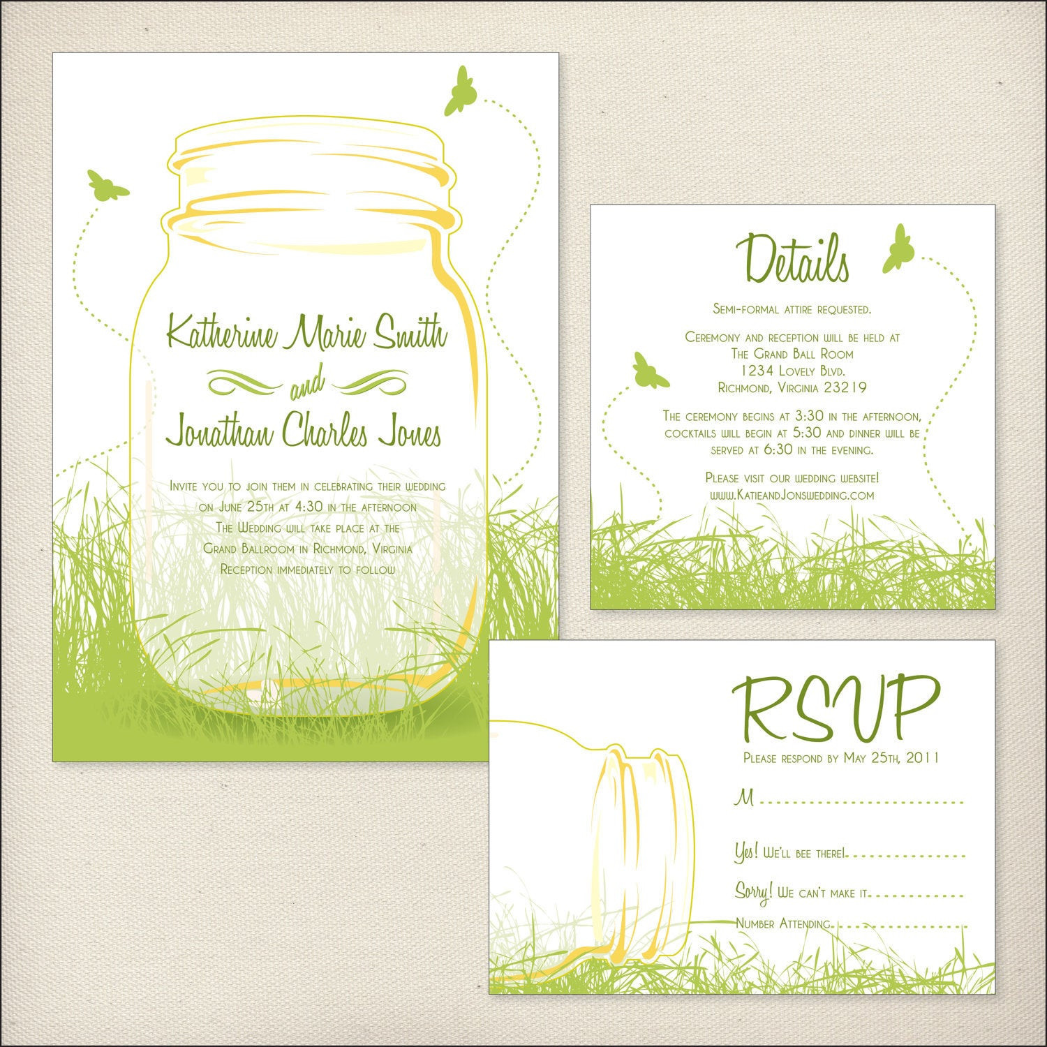 Wedding Invitation Packages
 Mason Jars Wedding Invitation Package by DreamTreeDesign