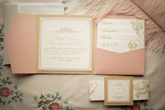 Wedding Invitation Packages
 Wedding Invitation Package Pink and Gold by
