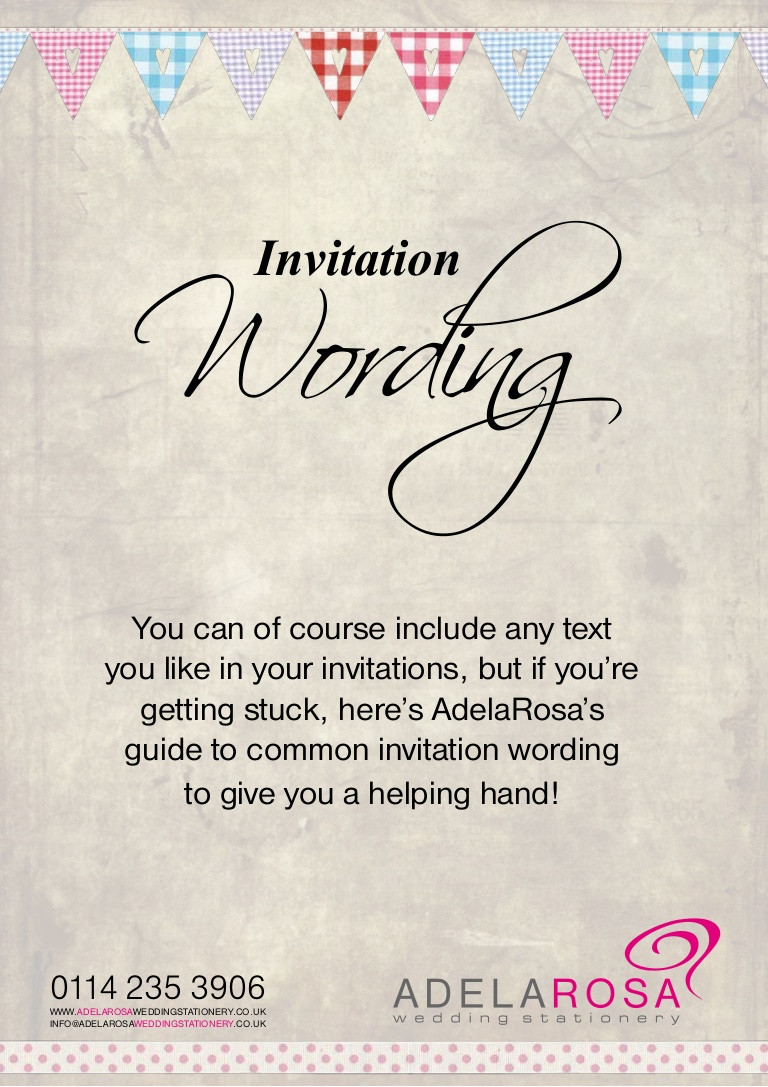 Wedding Invitation Verbiage
 Wedding Invitation Wording AdelaRosa