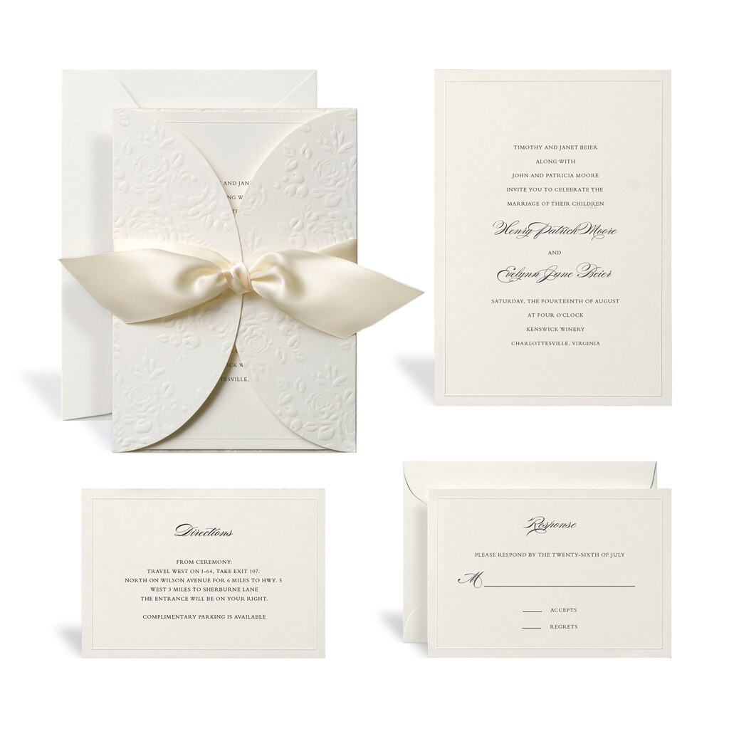 Wedding Invitations Michaels
 Buy the Embossed Ivory Wrap Wedding Invitation Kit By