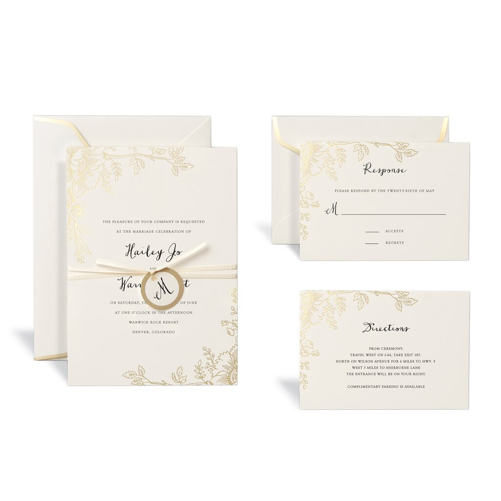 Wedding Invitations Michaels
 Shop for the Floral Gold Wedding Invitation Kit By