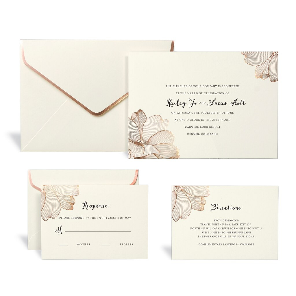 Wedding Invitations Michaels
 Shop for the Rose Gold Floral Wedding Invitation Kit By