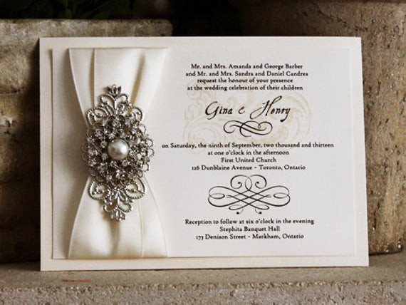 Wedding Invitations On Sale
 Sale Beautiful wedding Invitation with Ivory by BroochBouquet2