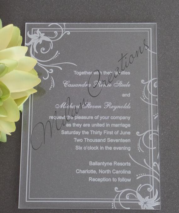 Wedding Invitations On Sale
 ON SALE Acrylic Wedding Invitations in Clear by MilanCreations