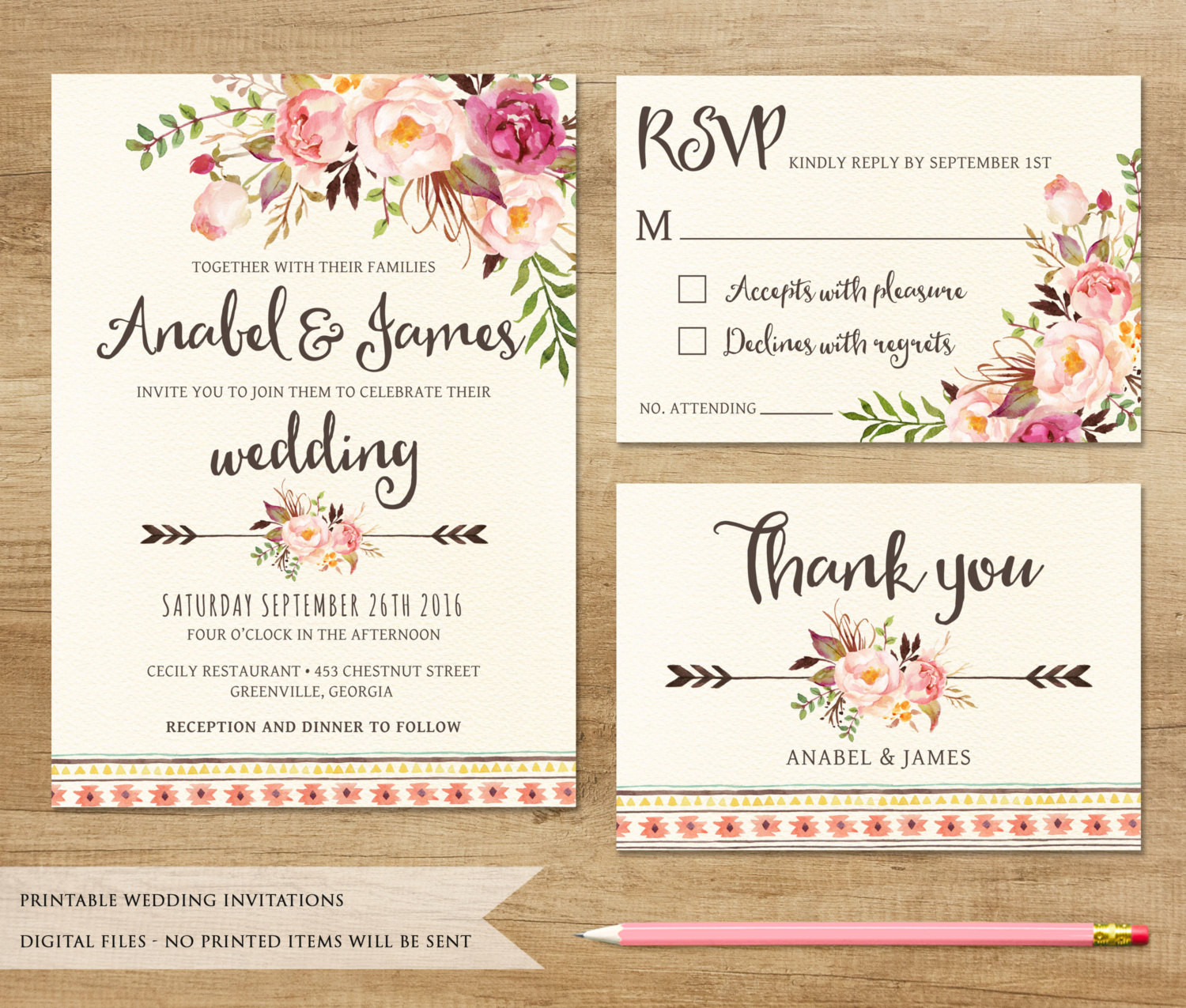 Wedding Invitations Templates Free
 Floral Wedding Invitation Printable Wedding Invitation