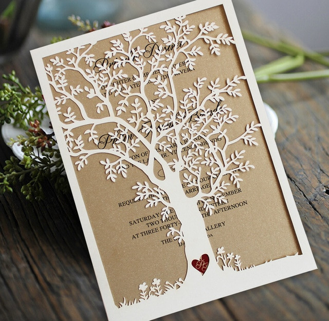 Wedding Invitations With Trees
 Laser Cut Tree Wedding Invitation Fall Wedding Invitation