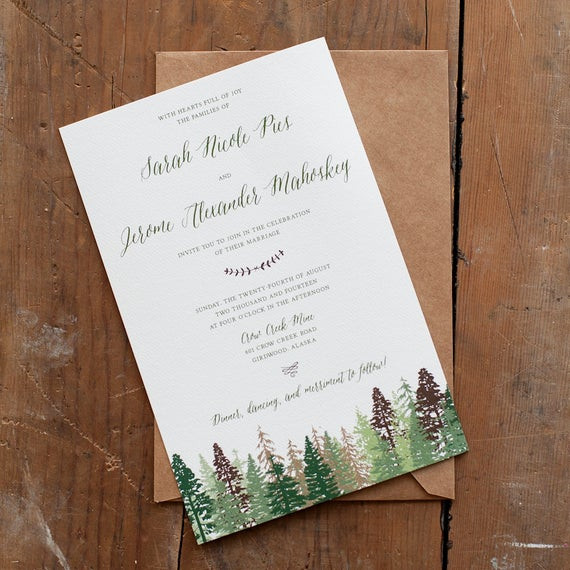 Wedding Invitations With Trees
 Wedding Invitation Tree Wedding Invitation Mountain