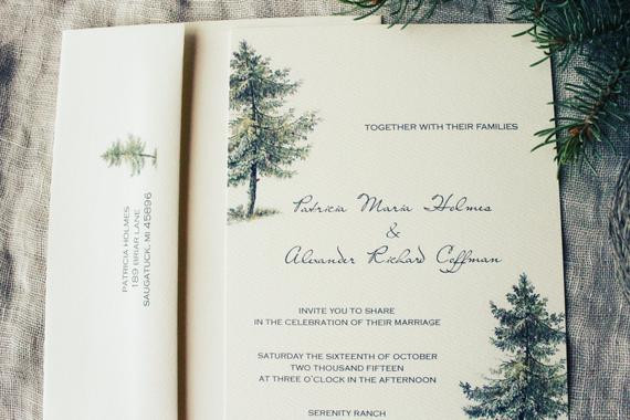Wedding Invitations With Trees
 Woodland Wedding Invitation Vintage Pine Tree by