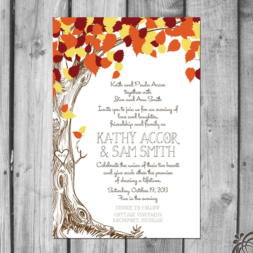 Wedding Invitations With Trees
 Fall Love Tree Wedding Invitation Set by ChristinaElizabethD
