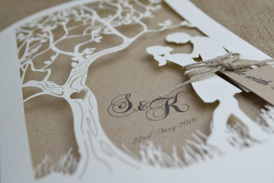 Wedding Invitations With Trees
 Laser Cut Wedding Invitation Rustic Wedding Invitation