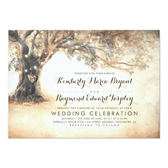 Wedding Invitations With Trees
 Vintage Rustic Carved Oak Tree Wedding Invitation