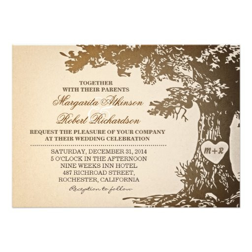 Wedding Invitations With Trees
 vintage old oak tree wedding invitations 5" x 7