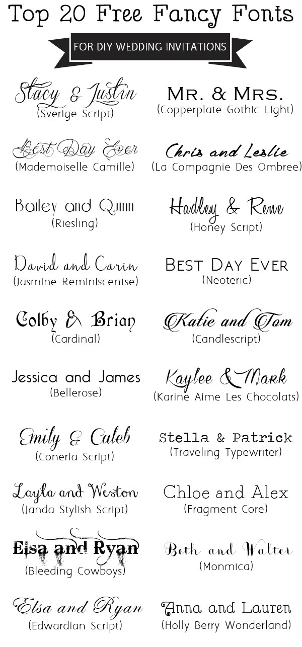 Wedding Invite Font
 Top 20 Free Fancy Fonts For DIY Wedding Invitations