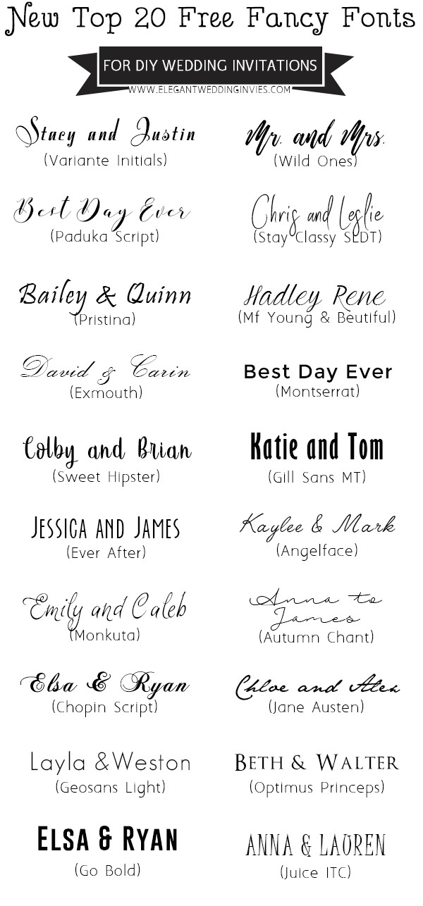 Wedding Invite Font
 Top 20 Free Fancy Fonts for DIY Wedding Invitations