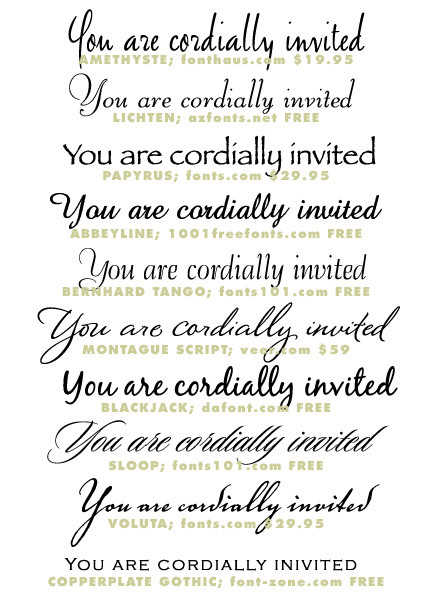 Wedding Invite Font
 Wedding Invitation Typeface and Font Sources Invitation