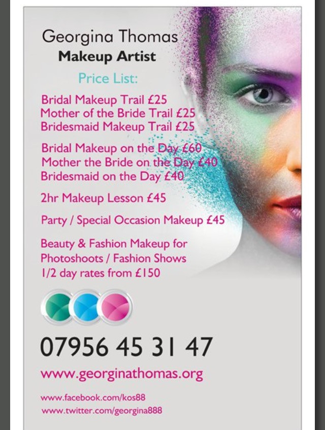Wedding Makeup Artist Prices
 Price List Georgina Thomas Published Makeup Artist